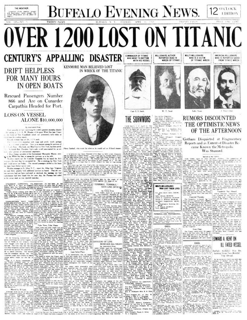 104 years ago, two WNY men went down with the ill-fated Titanic